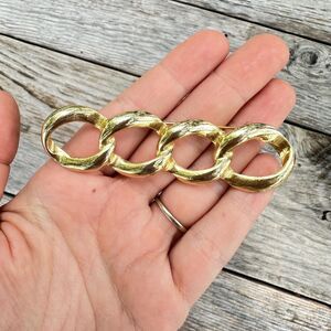 Vintage Jewelry Gold Tone Chain Brooch Chunky Chain Link Pin